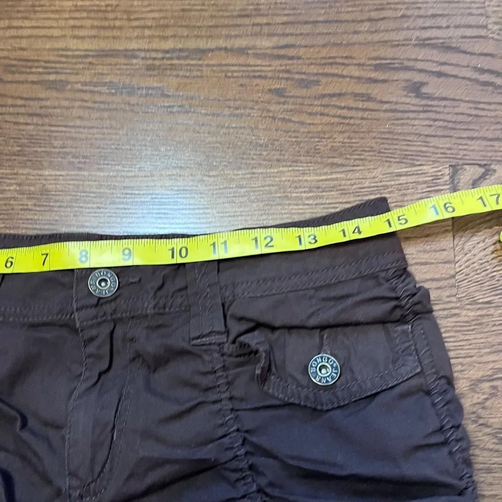 y2k brown ruched low rise cargo shorts size 7